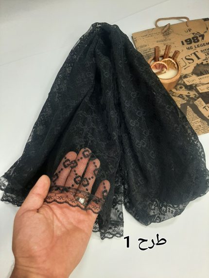 شال گیپور طرح دار دور دانتل